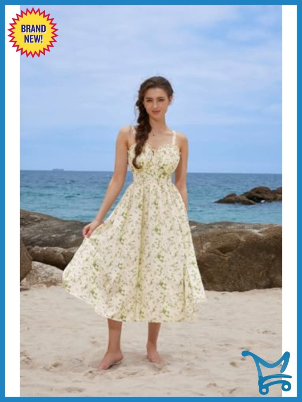 Floral Corset Dress with Pockets Adjustable Straps - Picture 5 of 6